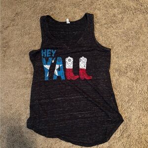 Black 'Hey Y'all' Graphic Tank Top for Aaron Watson